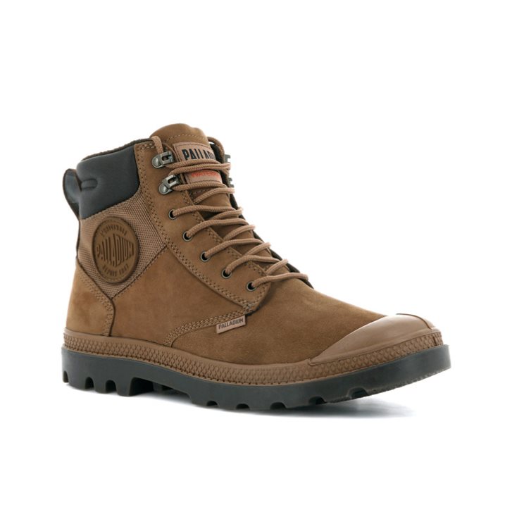 Palladium Pampa Shield WP+ LUX Men's Boots Brown | UK B652-WMJ